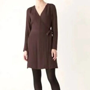 Frank and Oak The Wrap belted mini dress, brown. Women’s size XS NWT